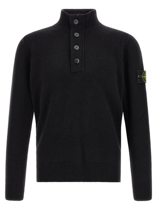 Stone Island Black Virgin Wool Cardigan