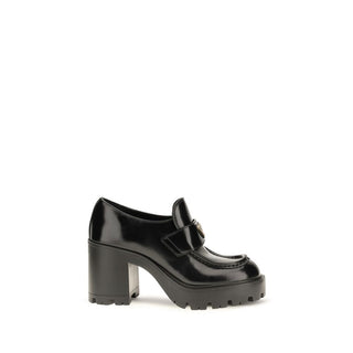 Prada Black Calf Leather Platform Loafers
