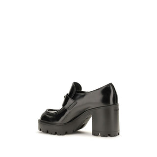 Prada Black Calf Leather Platform Loafers