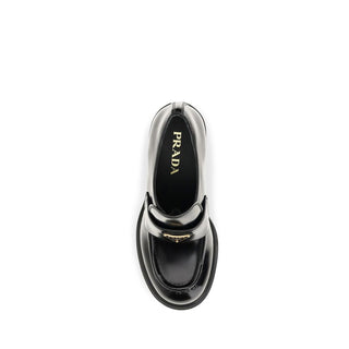 Prada Black Calf Leather Platform Loafers