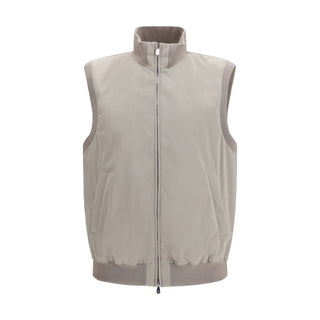 Brunello Cucinelli Gray Polyester Sleveless Jacket