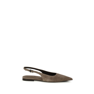 Brunello Cucinelli Brown Calf Leather Ballet Flats
