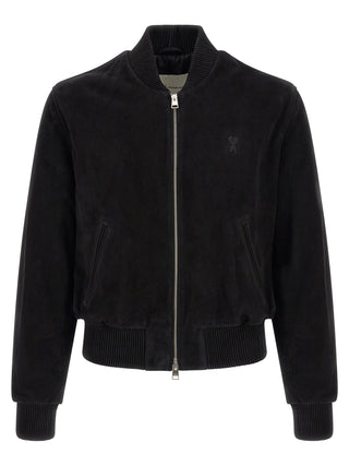 Ami Paris Ami de Coeur Suede Bomber Jacket