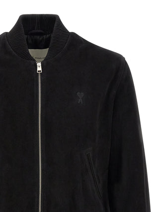 Ami Paris Ami de Coeur Suede Bomber Jacket