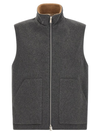 Lardini Gray Virgin Wool Sleeveless Jacket