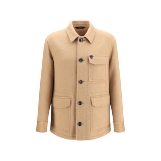 Brioni Beige Cashmere Leather Jacket