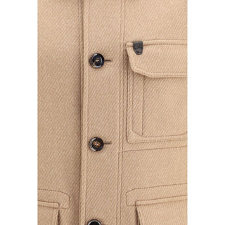 Brioni Beige Cashmere Leather Jacket