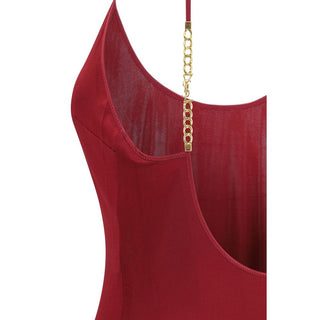 Saint Laurent Cassandre Chain Backless Knit Maxi Dress