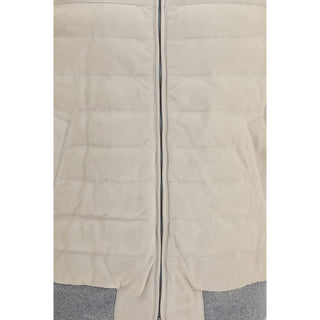 Brunello Cucinelli Beige Calf Leather Sleeveless Jacket