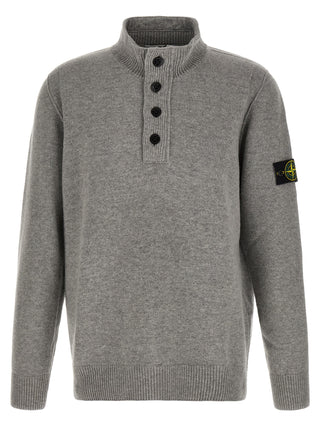 Stone Island Gray Virgin Wool Cardigan