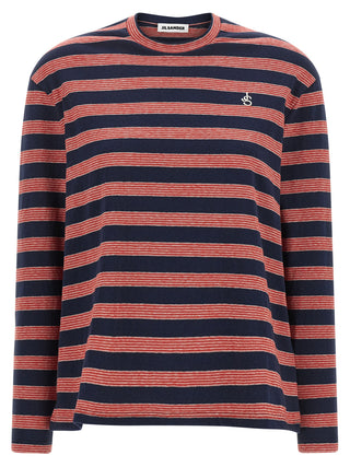 Jil Sander Logo-Embroidered Striped Long-Sleeve T-Shirt