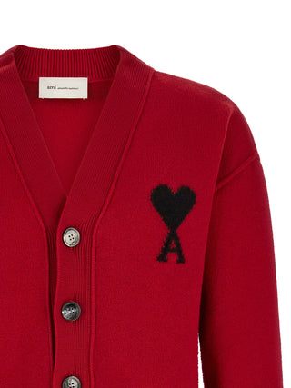 Ami Paris Ami de Coeur Felted Merino Wool Cardigan