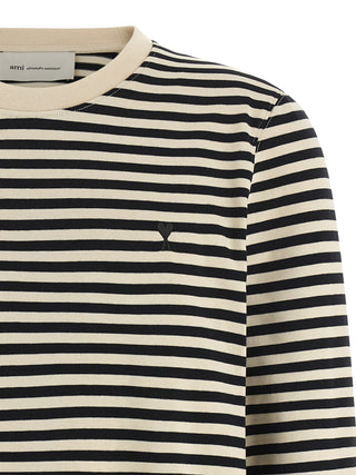 Ami Paris Ami de Coeur Striped Long-Sleeve T-Shirt