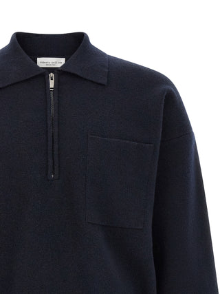 Roberto Collina Blue Merino Wool Polo Shirt