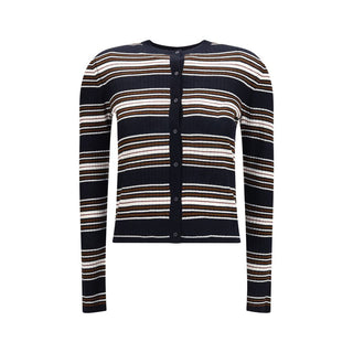 Max Mara Studio Striped Silk and Wool Cardigan