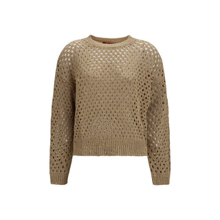 Max Mara Studio Sequin Open-Knit Cotton Sweater