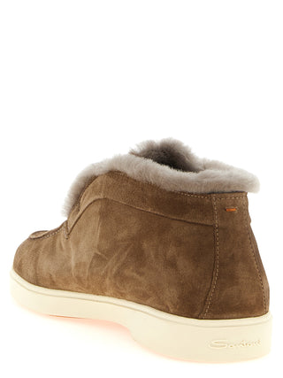 Santoni Brown Calfskin Ankle Boots