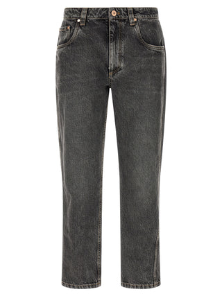 Brunello Cucinelli Gray Cotton Straight-Leg Jeans