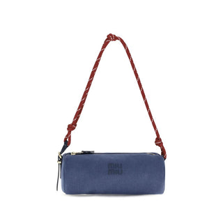 Miu Miu Gabardine Logo-Embroidered Shoulder Bag