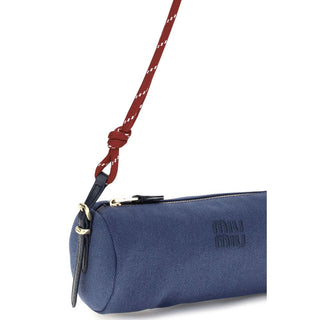 Miu Miu Gabardine Logo-Embroidered Shoulder Bag