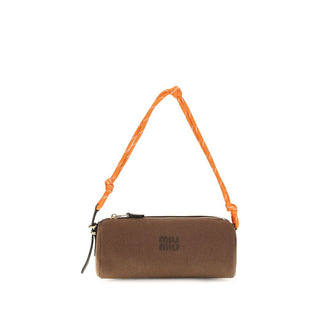Miu Miu Gabardine Logo-Embroidered Shoulder Bag