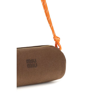 Miu Miu Gabardine Logo-Embroidered Shoulder Bag