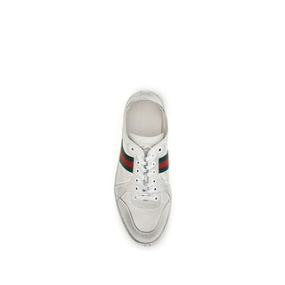 Gucci White Calf Leather Bos Taurus Low Top Sneakers