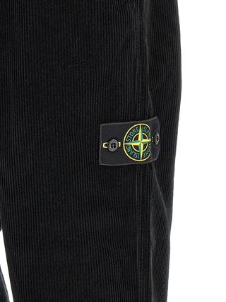 Stone Island Black Cotton Casual Pants