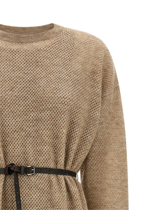 Brunello Cucinelli Beige Wool Midi Dress