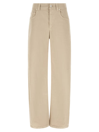 Brunello Cucinelli Beige Cotton Relaxed Fit Jeans