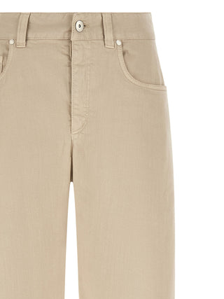 Brunello Cucinelli Beige Cotton Relaxed Fit Jeans