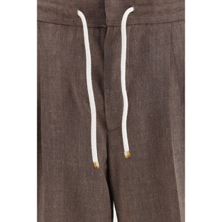 Brunello Cucinelli Brown Linen Casual Pants