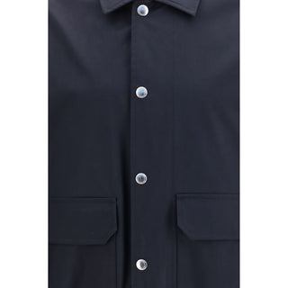 Brunello Cucinelli Blue Silk Biker Jacket