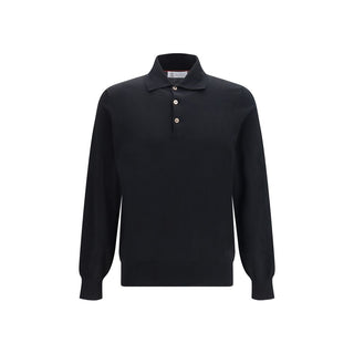 Brunello Cucinelli Black Cotton Long Sleeve T-Shirt