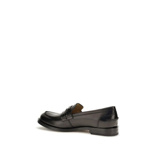 Fendi Black Calf Leather Slip-On Loafers