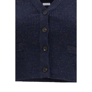Brunello Cucinelli Blue Cashmere Sleeveless Sweater