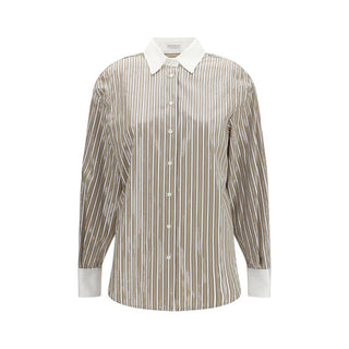 Brunello Cucinelli Beige Cotton Pattern Shirt