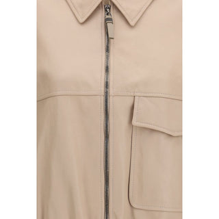 Brunello Cucinelli Beige Leather Leather Jacket
