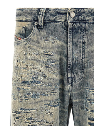 Diesel Blue Cotton Relaxed Fit Jeans