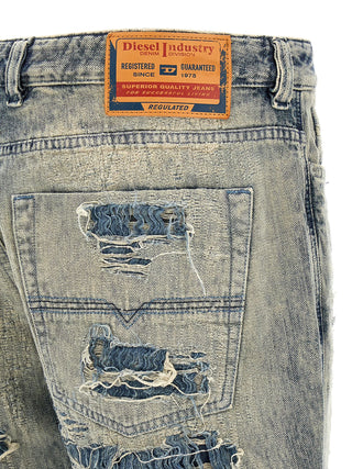 Diesel Blue Cotton Relaxed Fit Jeans