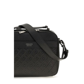 Ferragamo Black Calf Leather Shoulder Bag