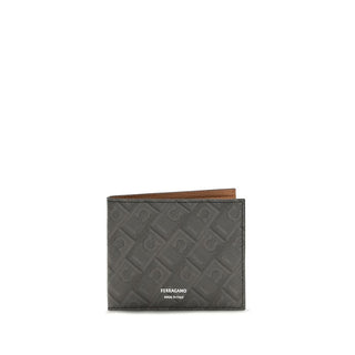 Ferragamo Gray Calf Leather Wallet