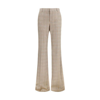 Saint Laurent Prince of Wales Flared Wool Trousers