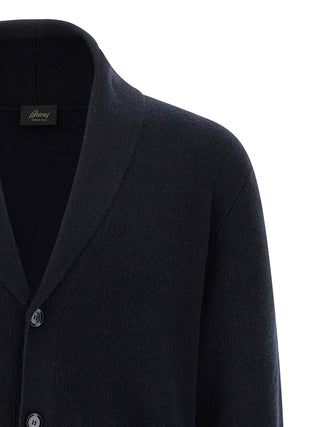 Brioni Blue Cashmere Cardigan