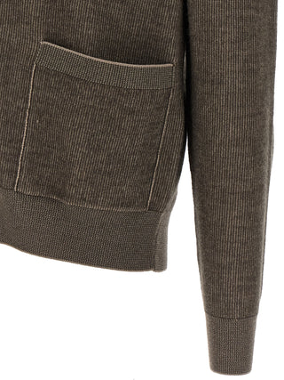 Brioni Brown Cashmere Cardigan