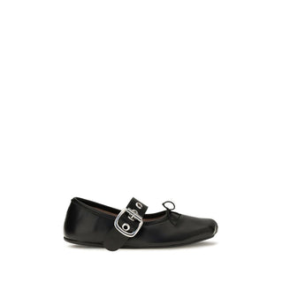 Vivienne Westwood Black Calf Leather Ballet Flats