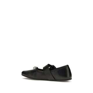 Vivienne Westwood Black Calf Leather Ballet Flats