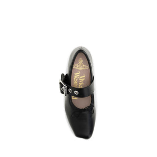 Vivienne Westwood Black Calf Leather Ballet Flats