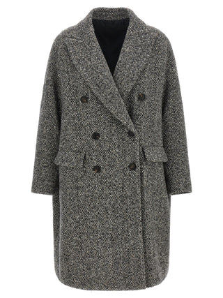 Brunello Cucinelli Double-Breasted Chevron Coat