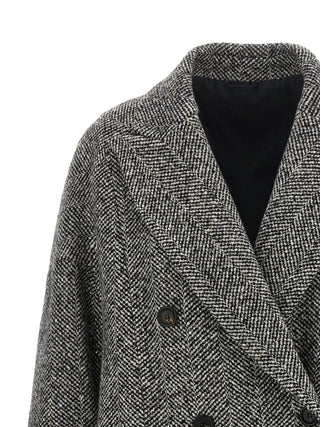 Brunello Cucinelli Double-Breasted Chevron Coat